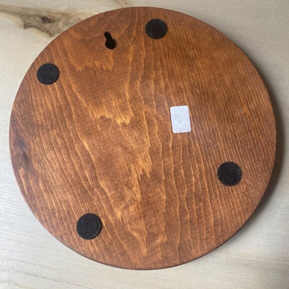 Set of 2 VTG ceramic tile wooden trivet tiles round fruit nuts rustic farmhouse - Picture 7 of 7